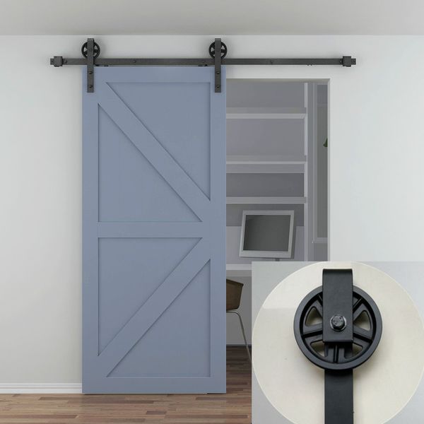 5 10ft Single Wood Door Vintage Industrial Spoked European Black