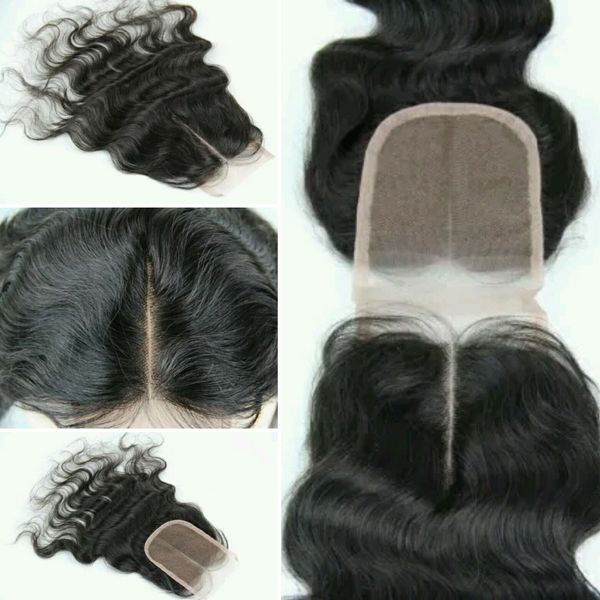 

flash sale light brown lace 4x4 lace closure natural wave 150% density, Black