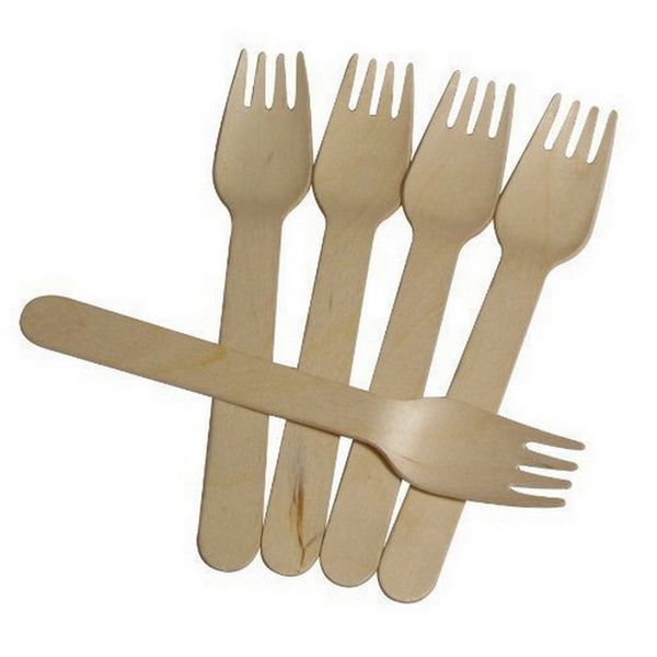 

wholesale-100pcs/lot disposable rustic wooden fork eating utensils wedding party forks