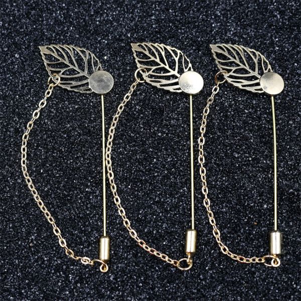 Silver Plated Copper Leaf Chain Design Hat Brooches Pins Stick Lapel Pin Base For Women Men S Diy Jewelry Findings Accessories Uk 2019