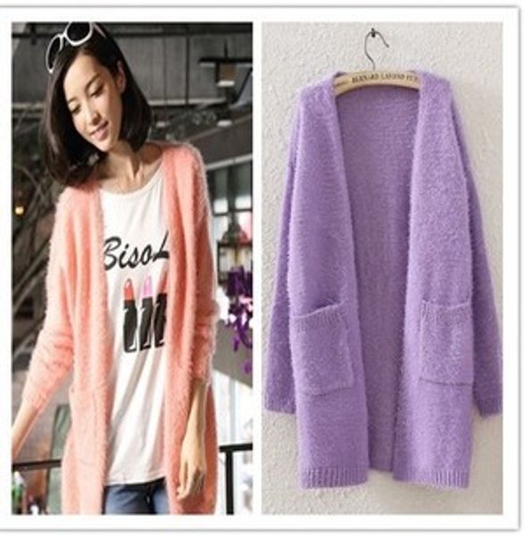 

wholesale- autumn women fashion candy colors soft mohair cardigans sweaters 1m12, White;black