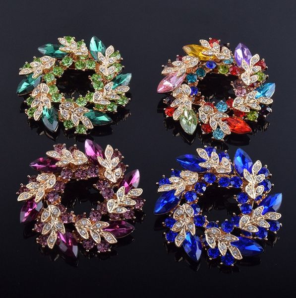 

multi color shining crystal petal flower pin brooches for women wedding party gifts brooch scarf buckle jewelry yz, Gray