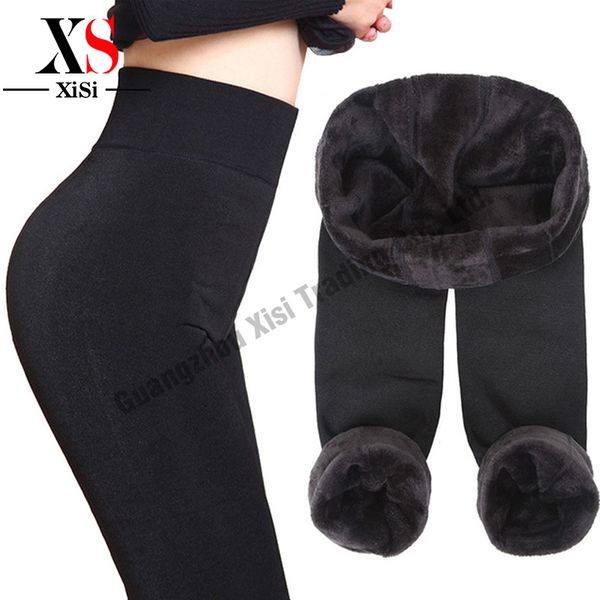 

wholesale- trend knitting winter new high elastic thicken lady's leggings warm pants skinny pants for women winter leggings brown, Black