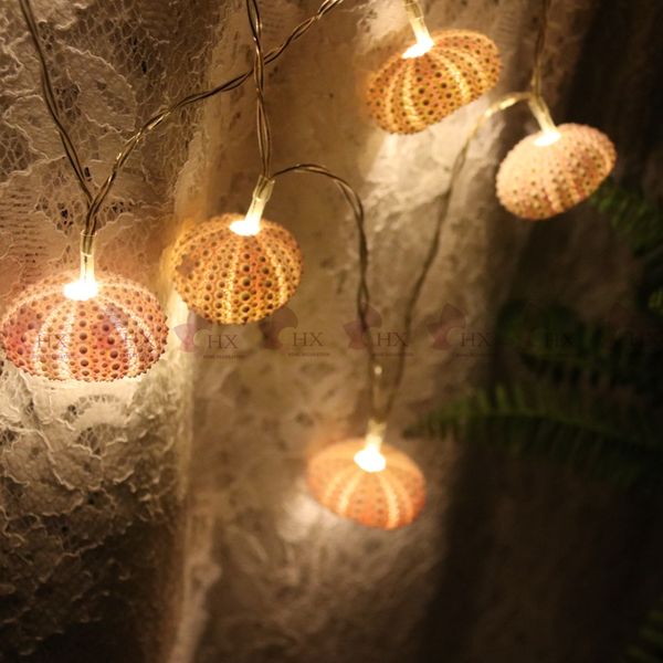 2020 Pink Sea Urchin Led Light String Natural Shell