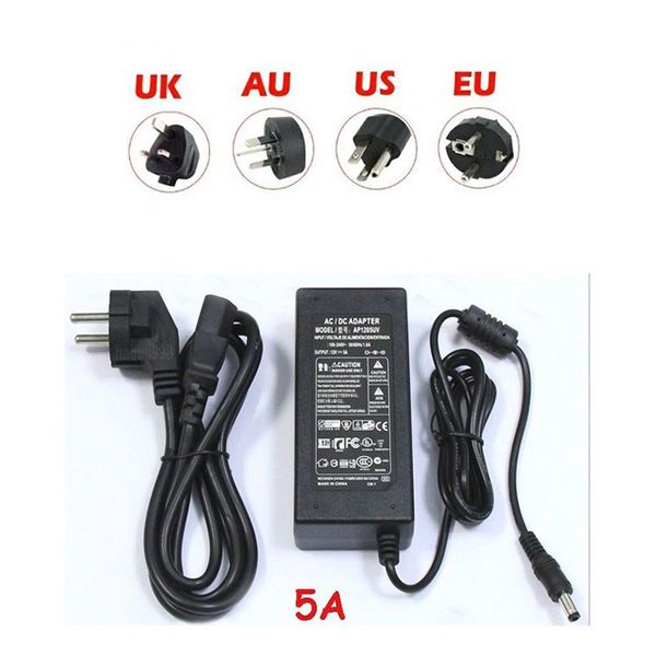 

100% real transformer power supply 5a for led strip light 5630 5050 3528 smd 100-240v dc 12v 5a adapter led rgb strip light us uk eu plug