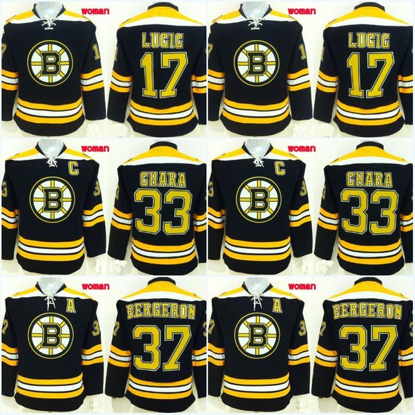 

Lady Boston Bruins Jersey #17 Milan Lucic #33 Zdeno Chara #37 Patrice Berg eron 100% Stitched Embroidery Logos Hockey Jerseys Cheap