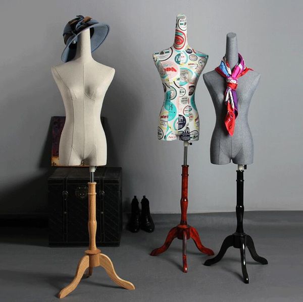

wholesale fashion 5style female half body models wedding models frame display cosmetology sewing-mannequin for clothes 1pc b594, Khaki