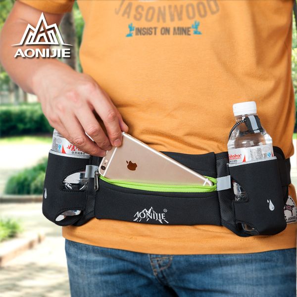 

wholesale- 2016 aonijie running hydration belt bag waist pack bottle holder + 2 x 250ml water bottles sport bag men women fanny pack