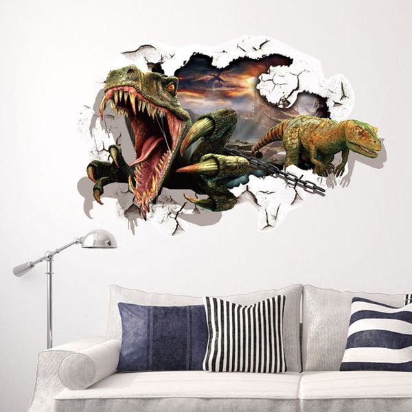 Hot 3 D Adesivos de Parede Atacado Quarto Criativo da Sala de Crianças Decore Metope Dinossauro Adesivos de Parede 10 pcs IB125