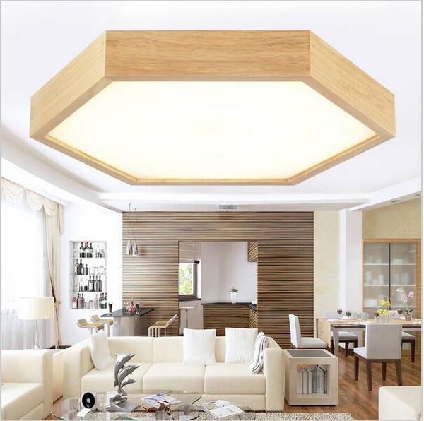 2019 Modern Minimalist Wood Led Ceiling Lights Hexagon Flush Mount Ceiling Lights Recessed Lighting Fixtures Led Indoor Lamp Fixtures From Zidoneled