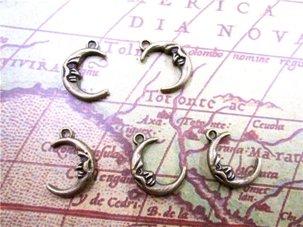 

90pcs-moon charms, antique bronze moon pendants / charms 18x12mm, Bronze;silver
