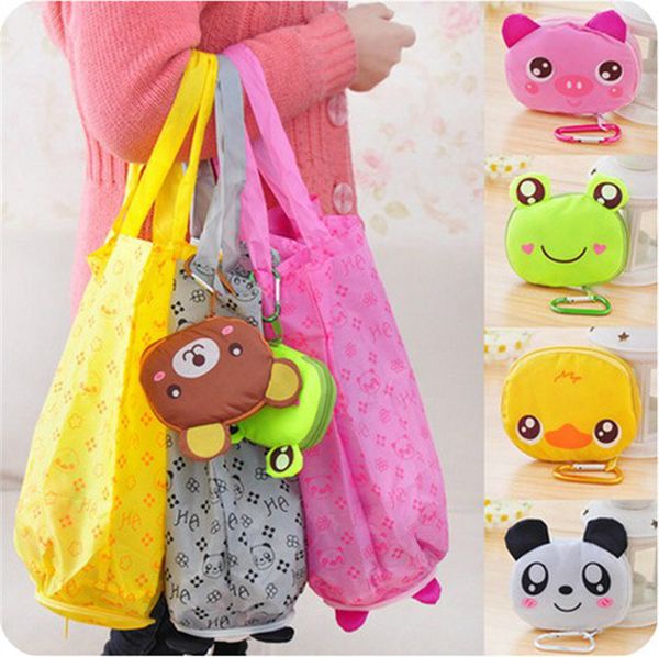 

lovely big head cartoon shopping bag animal shape folding bag portable fashion waterproof environment-friendly bag ia841
