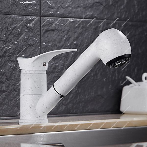 

big promotion , single handle pull out kitchen faucet with marble decorated / single hole basin mixer hs422