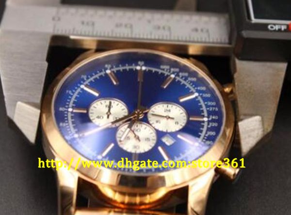 

store361 new arrive quartz -watch for men classic blue dial rose gold case & skeleton analog gold steel band satch digital, Slivery;brown