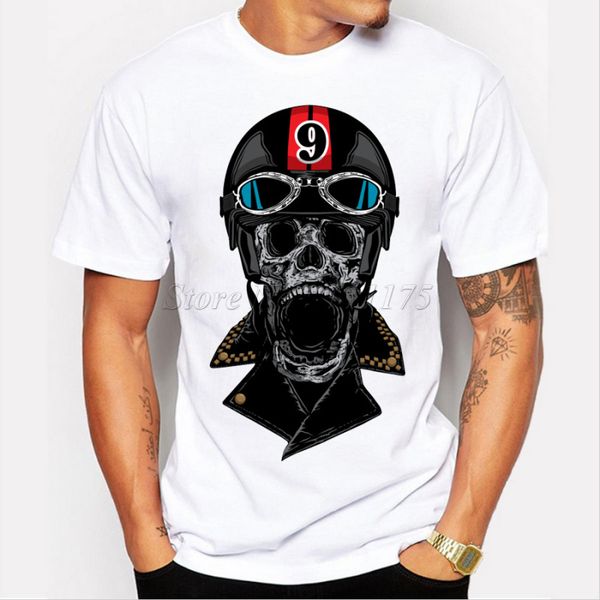 

wholesale- 2017 new arrival horror death racer design men's fashion t shirt cool short sleeve hipster tees, White;black