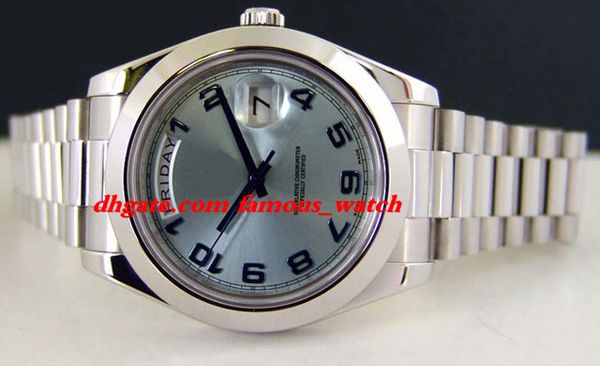 

new fashion luxury platinum glacier blue arabic automatic mechanical movement 218206 - watch chest 41mm, Slivery;brown
