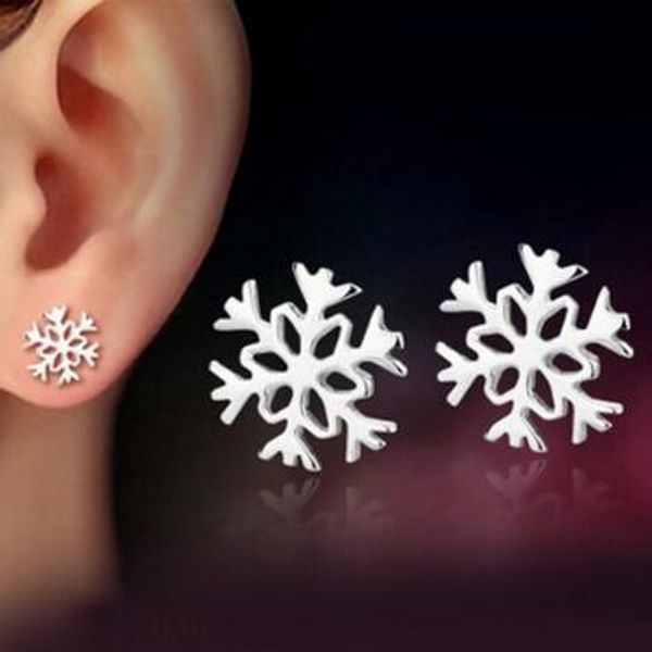 

s925 sterling silver earrings korean classic winter snow love girlfriend birthday christmas new year gift valentine's day gift ing, Golden;silver