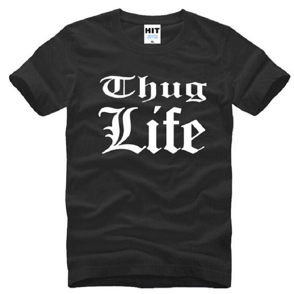 

summer style thug life printed t shirts men cotton short sleeve hip hop tupac 2pac men's t-shirt fashion male rock rap tees, White;black