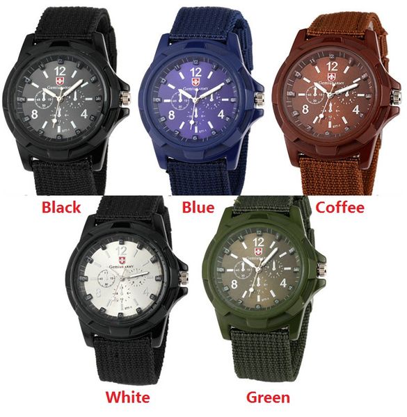 

fashion mens nylon fabric military sports gemius army watch casual men quartz wrist watch cool style analog wristwatch, Slivery;brown