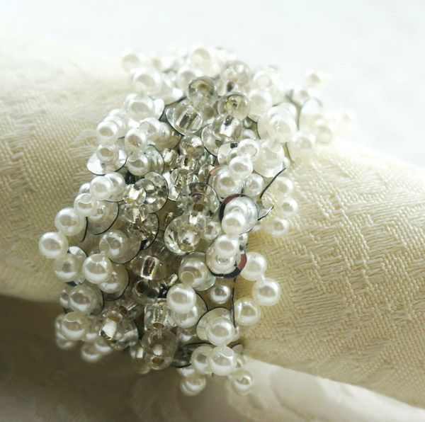 

wholesale- silver pearl decoration napkin ring, napkin holder for wedding,24 pcs