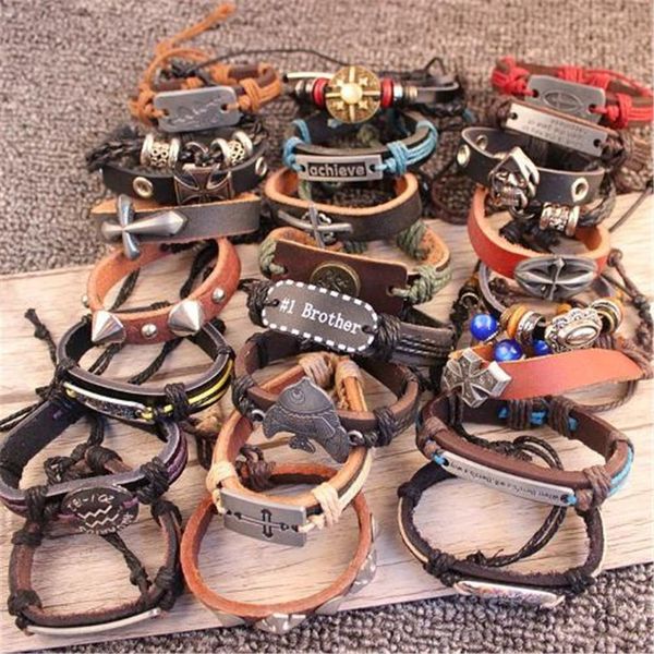 

new bracelets pu leather chain bracelets woman bangle fit women men wholesale leather hand-knitted leather rope acc253, Golden;silver