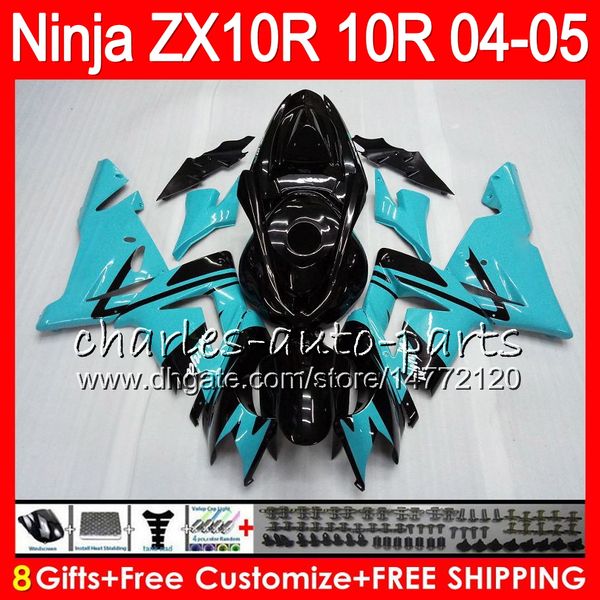 

8gift 23color body for kawa aki ninja zx1000c zx 10r 04 05 06 07 35no99 cyan black zx10r 04 zx1000 c zx 10r zx 10 r 2004 2005 fairing kit