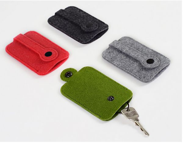 

vintage key rings creative felt key holder pouch bag house keeper keys card organizer cover case men's women mini pocket bag, Slivery;golden