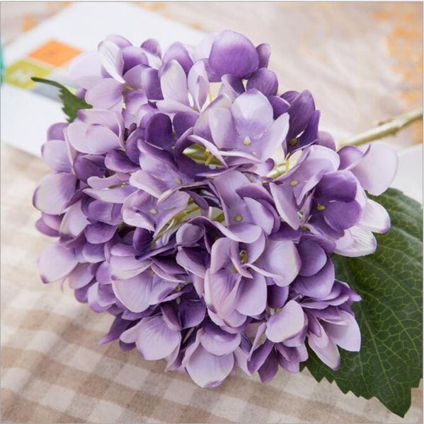 

46cm artificial hydrangea flower head fake silk single real touch hydrangeas wedding home party decorative flowers 8 colors