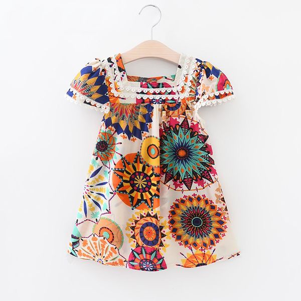 

girls dress 2017 new summer style girls clothes sleeveless sunflowe print design china dresses children clothes 3-7y, Red;yellow