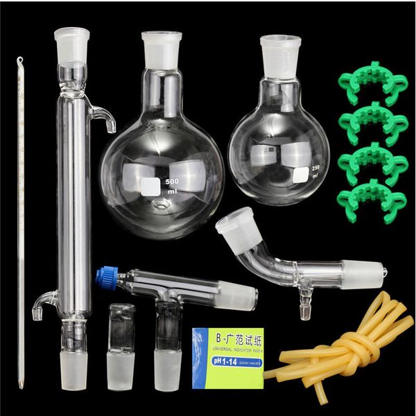 

wholesale-distillation apparatus laboratory chemistry glassware kit set with joints 24/40 borosilicate glass 3.3 round bottom flask