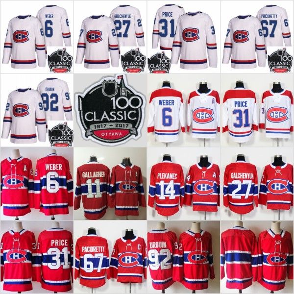 

100th Classic 2018 Montreal Canadiens 31 Carey Price 6 Shea Weber 92 Jonathan Drouin 27 Alex Galchenyuk 67 Pacioretty 100% Stitched Jerseys