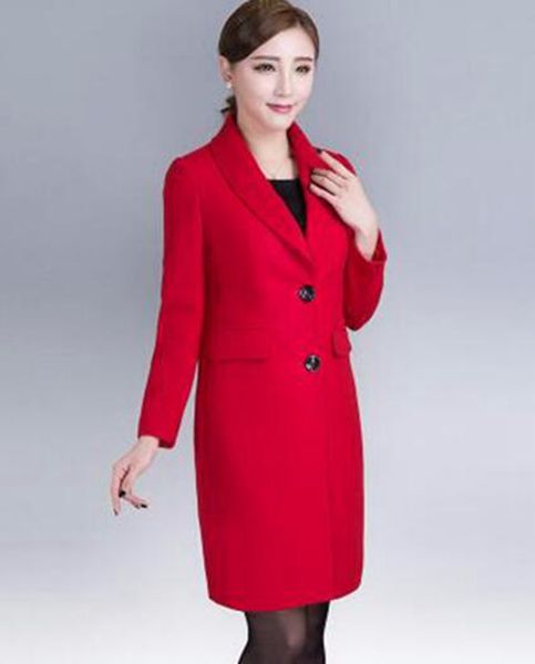 

женщины темперамент весенне - осенний период и хань издание мода два зерна пряжки ткань пальто / m-4xl, Black