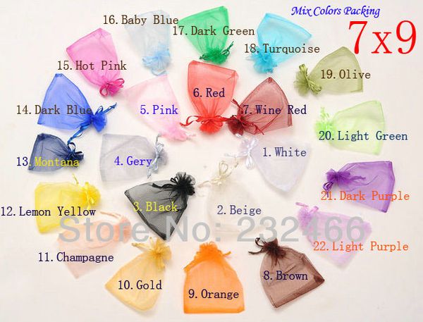 

wholesale-random mix colors jewelry packing drawable organza bags 7x9cm,wedding gift bags & pouches,100pcs/lot