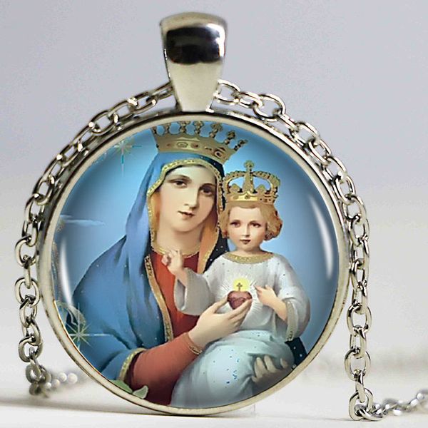 Acquista Vergine Maria Immacolata Concezione Mama Ciondoli Cabochon Vintage Lunga Catena Nastro Dichiarazione Collana Gioielleria Raffinata A 2 02 Dal Xujiangyong Dhgate Com