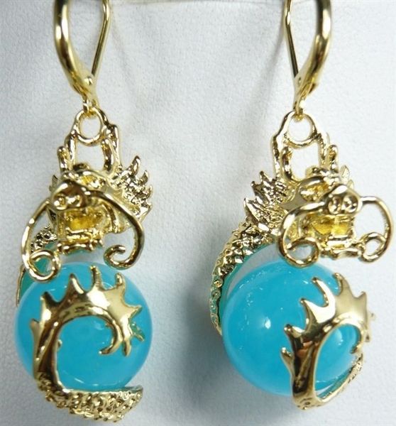 

lovely blue jade gold dragon hoop earrings>>> ing, Silver