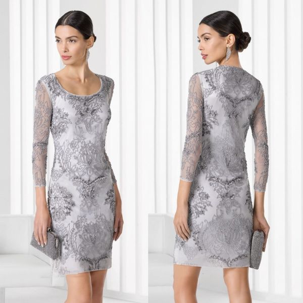 

серебро 3/4 рукав мать невесты платья кристалл кружева аппликация оболочка короткое свадебное платье гостя плюс размер матери жених платья, Black;red