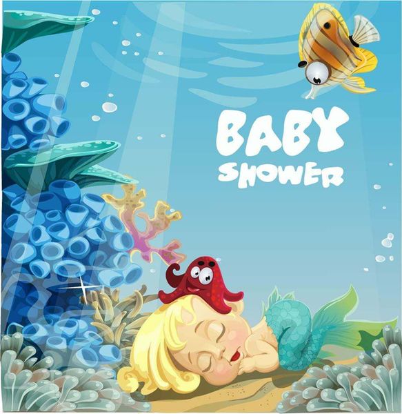 Fondali con la sirenetta sotto il mare Baby Shower Sfondi fotografici per cartoni animati Blu Studio fotografico digitale Principessa Servizio fotografico Prop