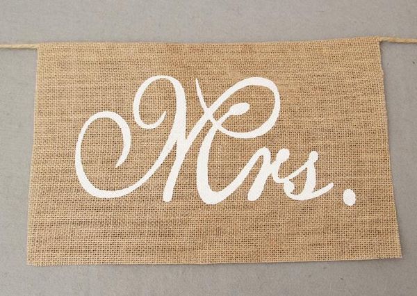 

новый хаки г-н г-жа мешковины стул баннер набор стул знак гирлянда деревенский свадьба украшение