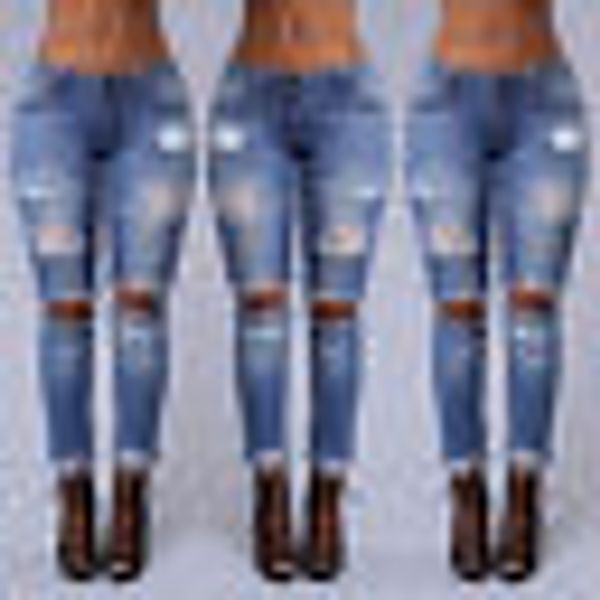 

wholesale- womens ladies stretch faded ripped distressed slim fit skinny denim jeans jeggings size s  l xl xxl, Blue