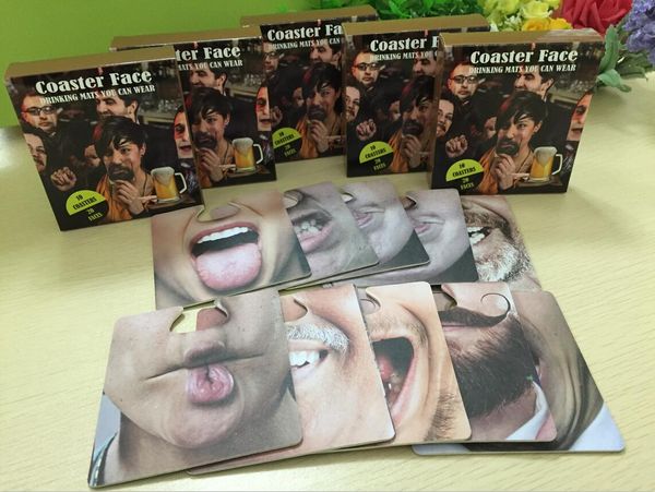 

funny party face mat beer coaster for fun 10pcs/box 1707