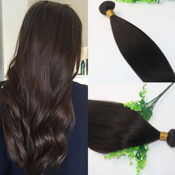 

8a darkest brown 2# brazilian hair bundles 10-30 human hair extensions double drown straight hair weaves fast shipping, Black