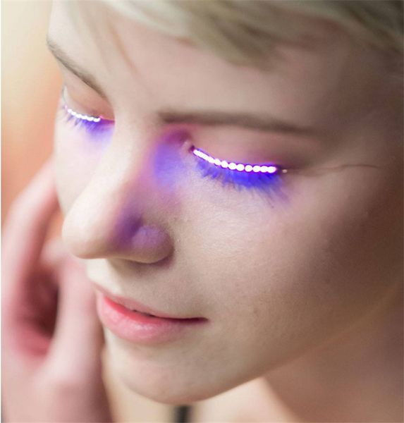 LED Falsche Wimpern Interaktive Mode Leuchtende Wimpern Wasserdicht für Tanzkonzert Weihnachten Halloween Nachtclub Party 50