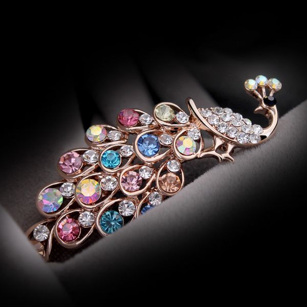 

6pcs charming crystal rhinestone peacock brooch jewelry gifts decorations pin brooch wholesale 2017, Gray