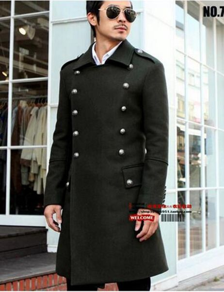 

человек весенне-осенний период и новый бизнес ретро большие дворы овечьей шерстяной ткани англии плащ / s-6xl, Black