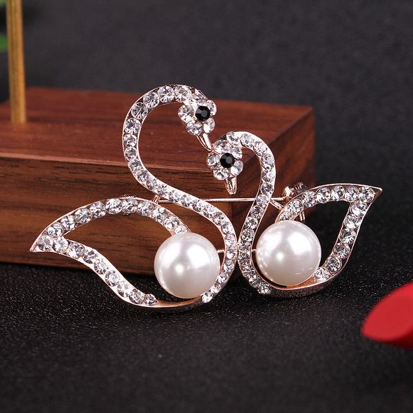 

different beautiful rhinestone swan brooches animal pins gold color enamel decoration accessories shirt corsage souvenir holiday gift, Gray