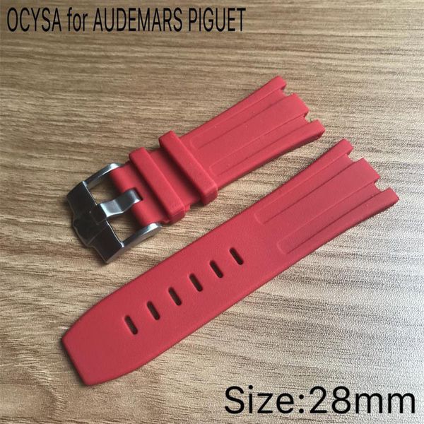 

ocysa luxury band watch bands rubber strap with stainless steel pin buckle fit for watch. watches, Black;brown