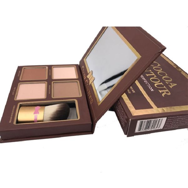 

new cocoa contour kit highlighters palette nude color cosmetics face concealer makeup chocolate eyeshadow with contour buki brush in stock