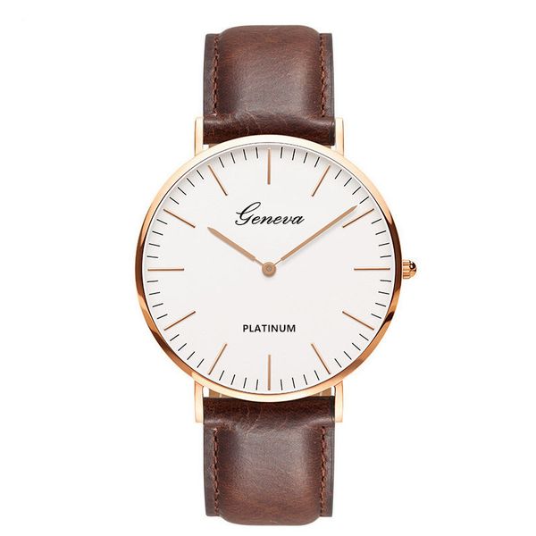 

Наручные часы Fashion Dress Watch мужские и женские часы Кожа Кварцевые часы Geneva ультра то