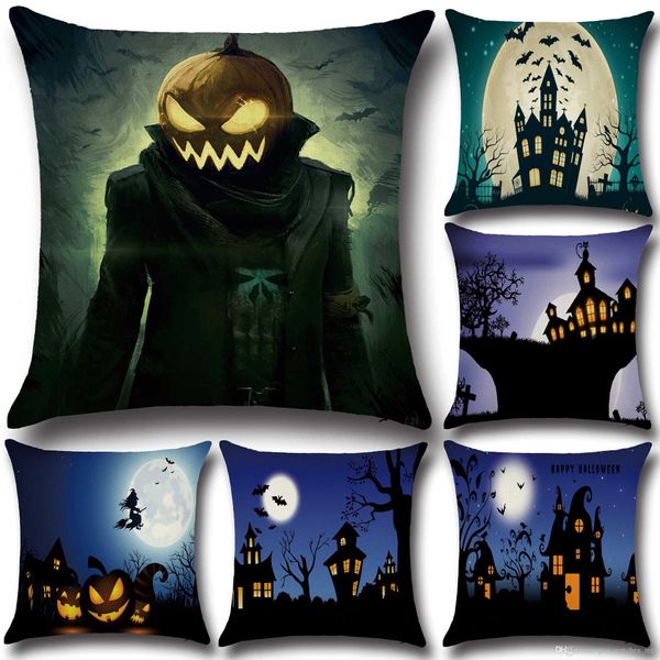 Vendita calda 48 Stili Creativi Halloween Federe per cuscini PP Cotone elasticizzato Fodere per cuscini per divani Federa per auto 45 * 45 cm F818-2