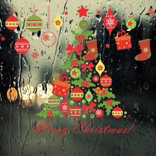 

new christmas tree wall sticker vinyl removable xmas gift bell wall stickers home decoration diy poster wallpaper